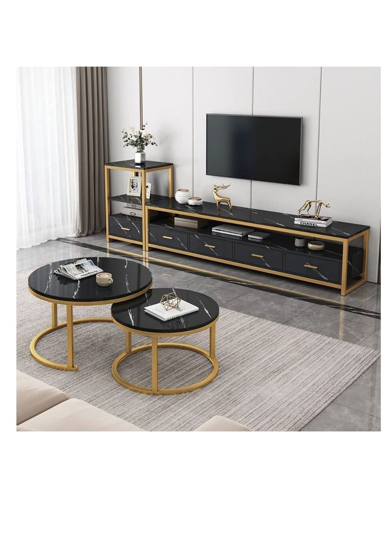 Modern TV cabinet, simple TV cabinet, modern TV table, living room background storage cabinet (black)