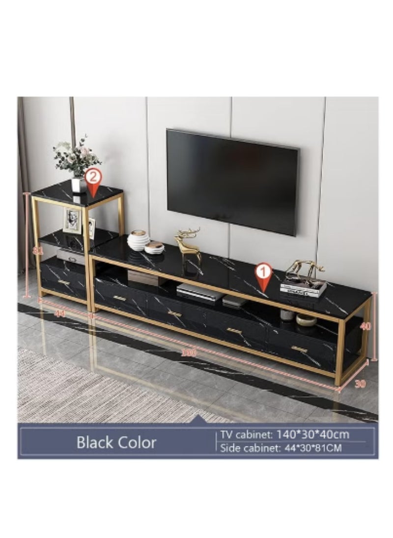 Modern TV cabinet, simple TV cabinet, modern TV table, living room background storage cabinet (black)