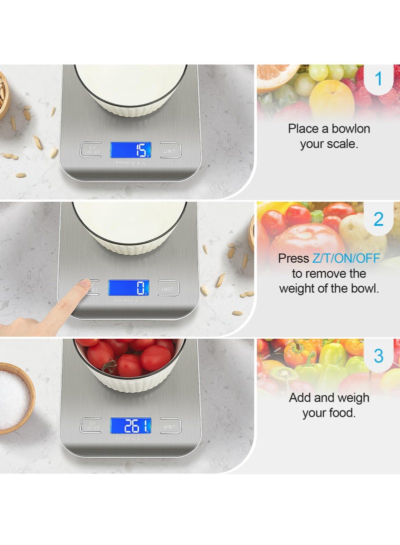 Excefore Kitchen Food Scale, Highly Accurate Digital Food Scale, Suitable for Weight Loss, Dieting, Baking, Cooking, Meal Prep, Coffee - Image 5