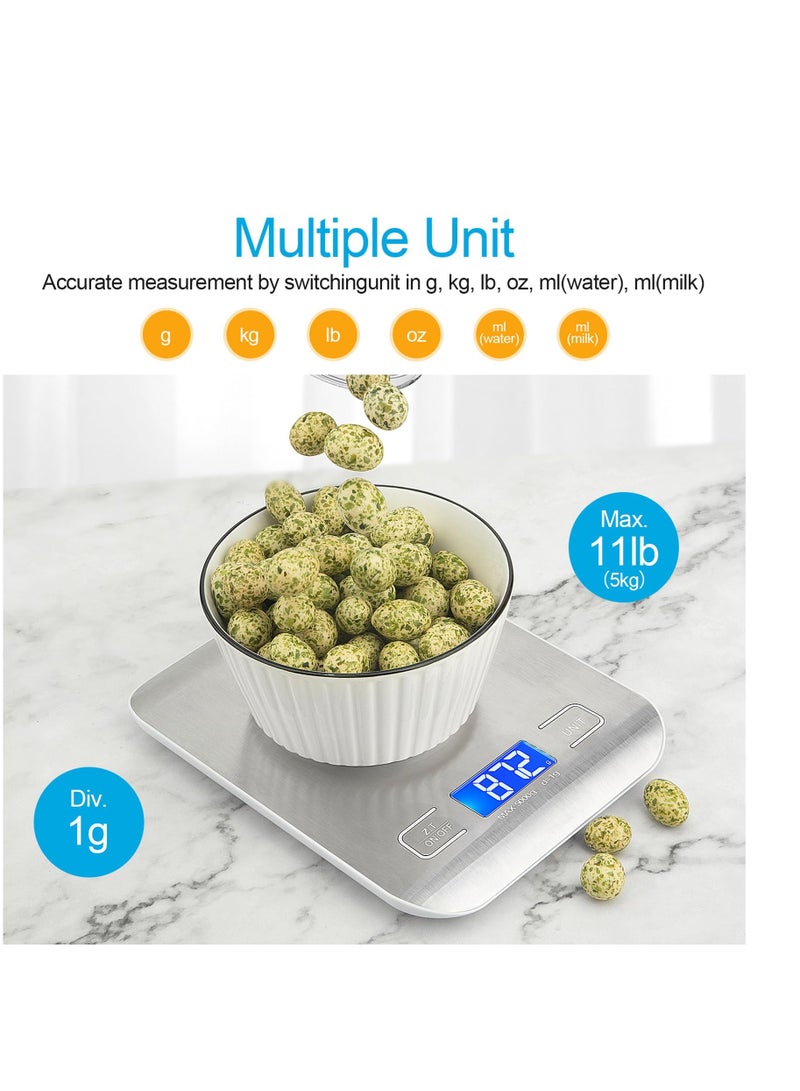 Excefore Kitchen Food Scale, Highly Accurate Digital Food Scale, Suitable for Weight Loss, Dieting, Baking, Cooking, Meal Prep, Coffee - Image 4