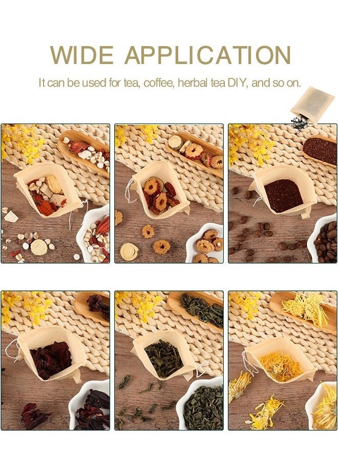 Generic - 100Pcs Disposable Tea Filter Bags for Loose Tea, Wood Pulp Material, Biodegradable and Compostable, Unbleached Empty Tea Infuser Sachets with Drawstring (3.2inch x 4.0inch) - Image 1