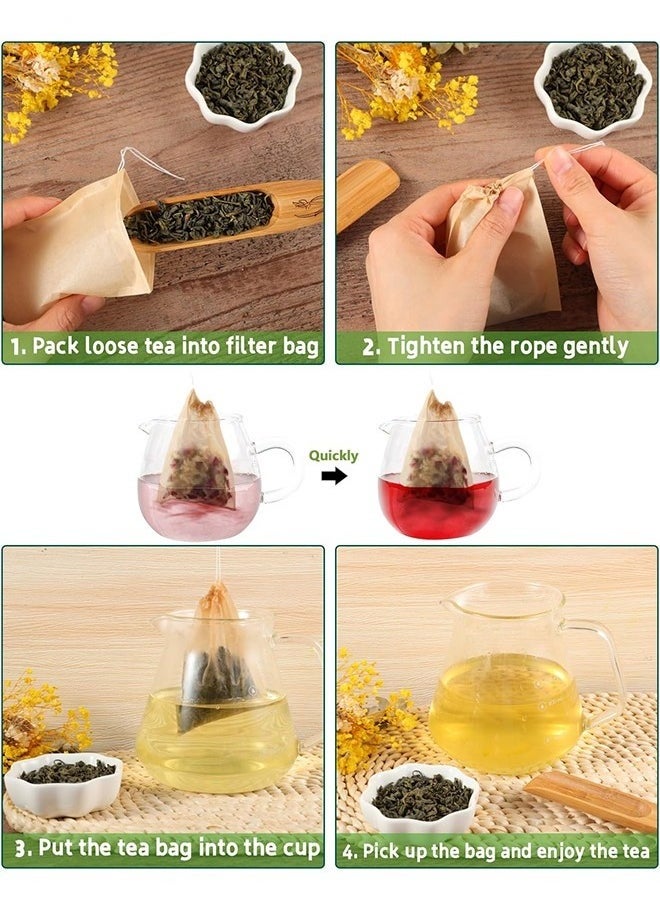 Generic - 100Pcs Disposable Tea Filter Bags for Loose Tea, Wood Pulp Material, Biodegradable and Compostable, Unbleached Empty Tea Infuser Sachets with Drawstring (3.2inch x 4.0inch) - Image 1