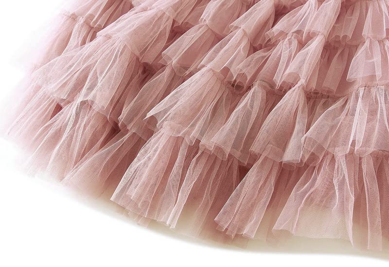 Gratoryna Womens Long Maxi Tulle Skirt A Line Ruffle Mesh High Waisted Tiered Layered Skirts Petticoat(Pink-S) - Image 5