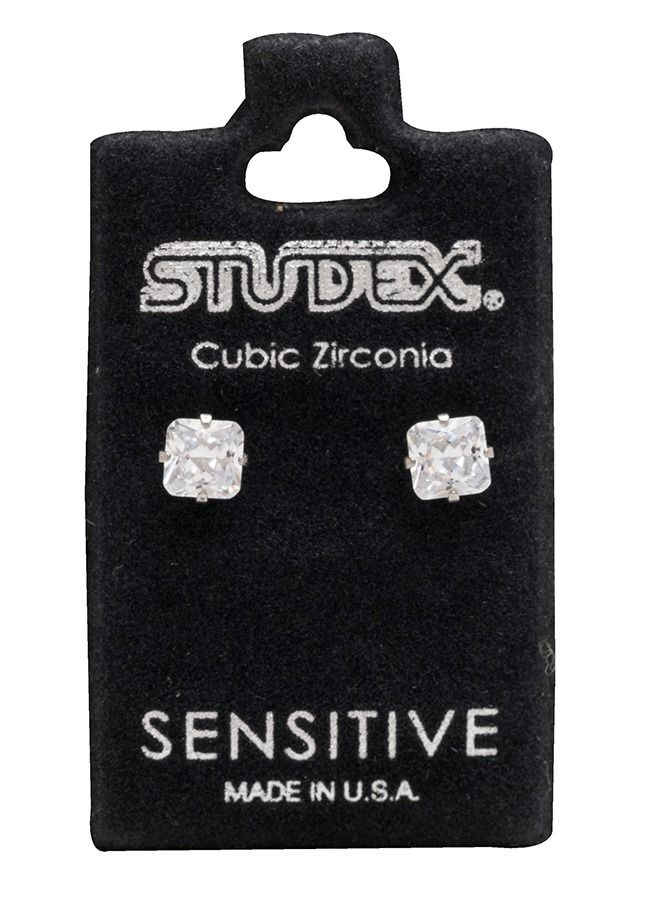 ستوديكس حلق الأذن زركونيا مكعب قصة الأميرة 5*5ملم من الفولاذ المقاوم للصدأ لا يسبب الحاسية - Image 5