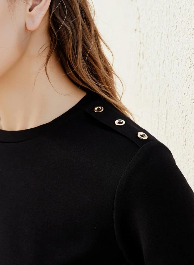 2Xtremz  2Xtremz Button Detail T-shirt with Crew Neck for Women | Best Price UAE