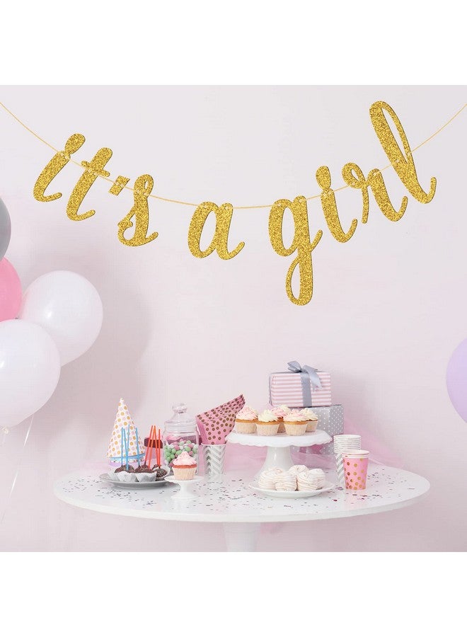 WeBenison It's a Girl Banner for Baby Girl 1st Birthday Baby Shower Bunting Gender Reveal Party Decoration Supplies(Gold Glitter) - Image 2