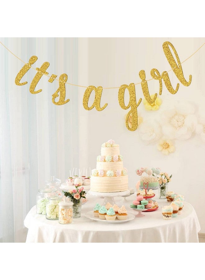 WeBenison It's a Girl Banner for Baby Girl 1st Birthday Baby Shower Bunting Gender Reveal Party Decoration Supplies(Gold Glitter) - Image 3