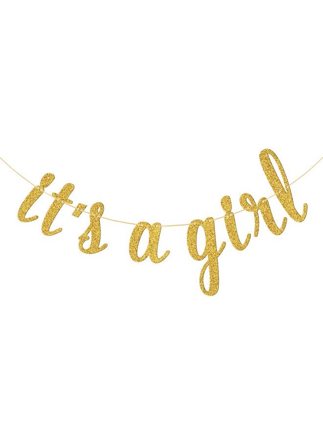 WeBenison It's a Girl Banner for Baby Girl 1st Birthday Baby Shower Bunting Gender Reveal Party Decoration Supplies(Gold Glitter) - Image 1