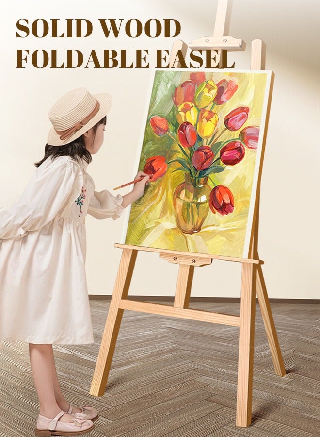 1.5m Adjustable Wooden Easel Professiona Sketch Drawing Stand With Inclinable Mast Sturdy Pinewood Art Display Canvas Height 20 Cm - 150 Cm, Perfect For Artists Easel Stand For Painting Large - Image 4