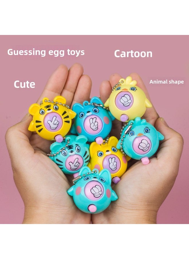 Creative Rock Scissors Paper-Scissors-Paper-Scissors-Scissors-Scissors-Scissors-Paper-Scissors-Scissors-Scissors-Eggs-Gashbuckles-Egg-Gashbuckles-Toys Cartoon Animal Keychain Children's Gift-Color:Tiger Puppy Guessing Eggs (random One)