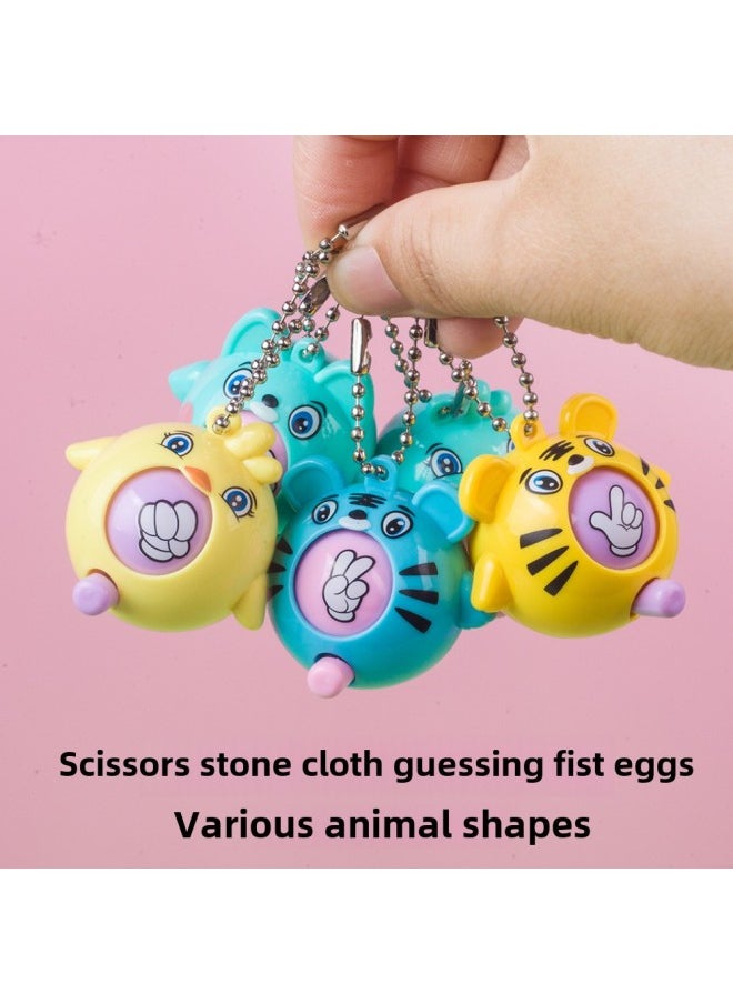 Creative Rock Scissors Paper-Scissors-Paper-Scissors-Scissors-Scissors-Scissors-Paper-Scissors-Scissors-Scissors-Eggs-Gashbuckles-Egg-Gashbuckles-Toys Cartoon Animal Keychain Children's Gift-Color:Tiger Puppy Guessing Eggs (random One)