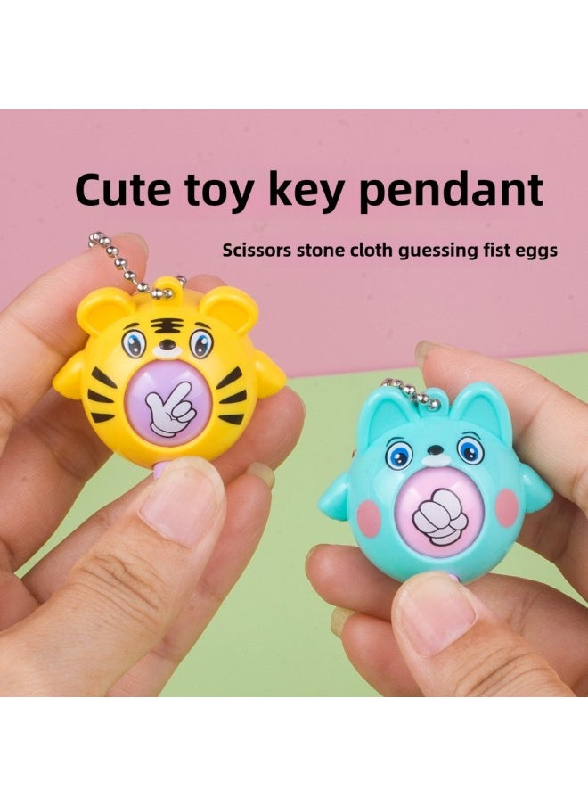 Creative Rock Scissors Paper-Scissors-Paper-Scissors-Scissors-Scissors-Scissors-Paper-Scissors-Scissors-Scissors-Eggs-Gashbuckles-Egg-Gashbuckles-Toys Cartoon Animal Keychain Children's Gift-Color:Tiger Puppy Guessing Eggs (random One)