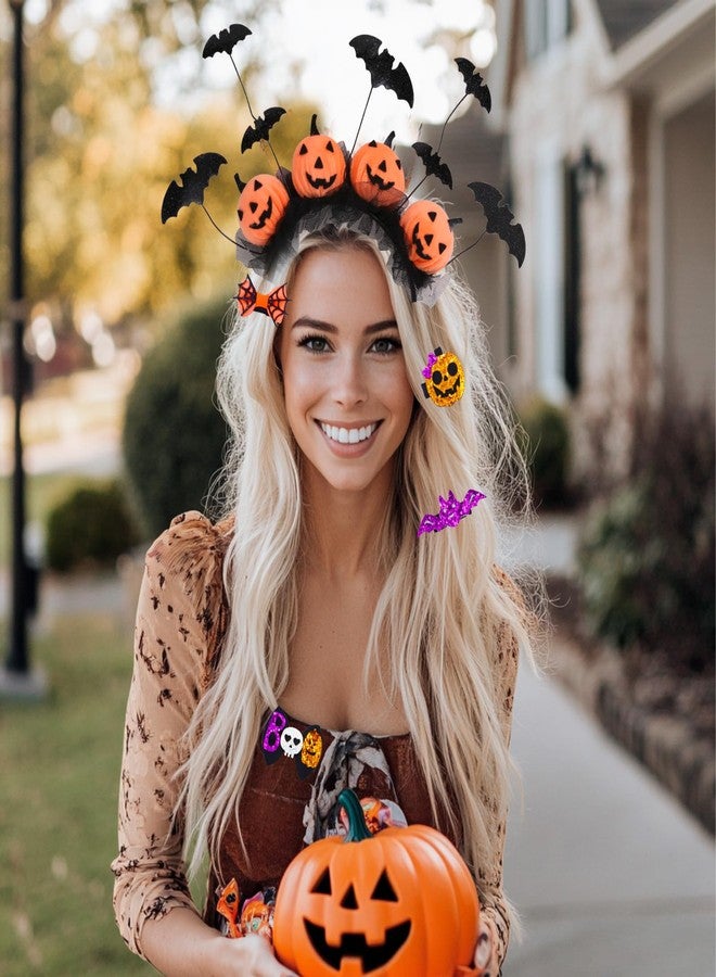 PinkSheep Mouse Ears Headband for Women,Halloween Light Up Cute Hair Band for Adult Kids for Party Cosplay Costume Decor (Pumpkin bat) - Image 5