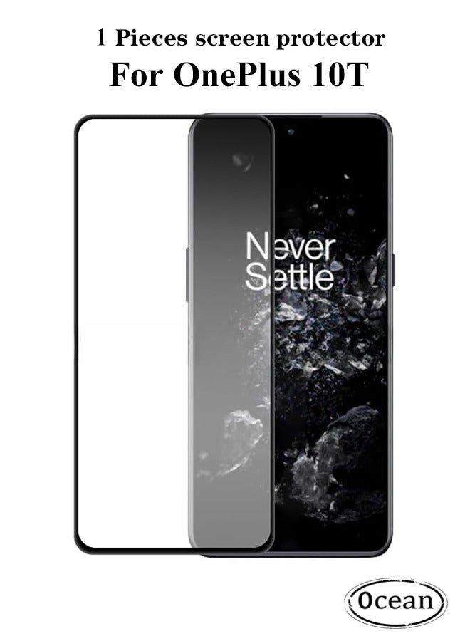 Ocean Oneplus 10T Full Cover Glass Screen Protector, HD Tempered Glass Film, 9H Tempered Glass Shatterproof Anti-Fingerprint Screen Protective Film, Suitable for Oneplus 10T, Black/Clear - Image 1