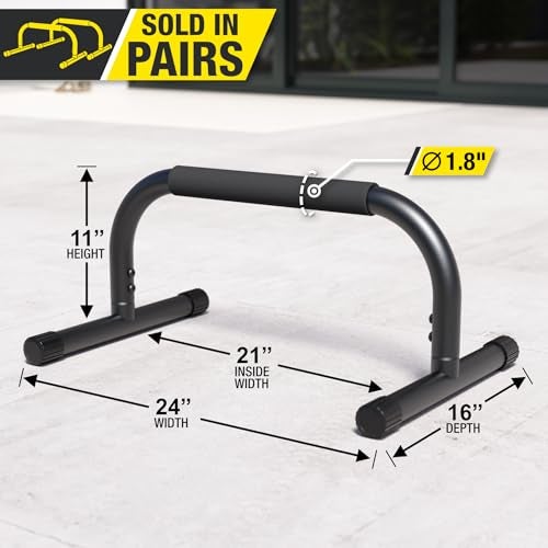 Lebert Fitness Parallette Bars Black – Push Up & Dip Bars for Calisthenics, Bodyweight Training, L-Sits & Handstands – Heavy Duty Steel with Non-Slip Foam Grips - Image 3
