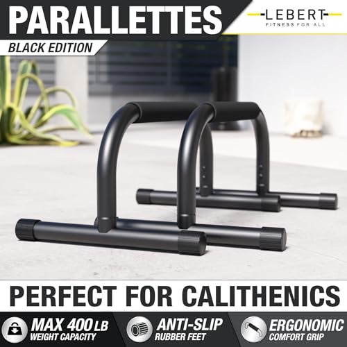 Lebert Fitness Parallette Bars Black – Push Up & Dip Bars for Calisthenics, Bodyweight Training, L-Sits & Handstands – Heavy Duty Steel with Non-Slip Foam Grips - Image 2