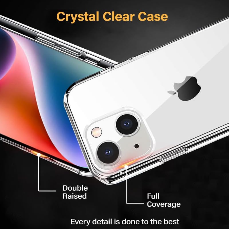 AIBEX® Clear Mag-Saf Case for iPhone 14 | Strong Magnetic Lock, Anti-Yellowing Transparent Back Cover | Military-Grade Drop Protection | Slim Lightweight Cover with Camera Guard - Crystal - Image 3