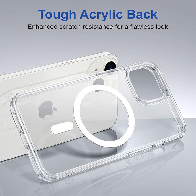 AIBEX® Clear Mag-Saf Case for iPhone 14 | Strong Magnetic Lock, Anti-Yellowing Transparent Back Cover | Military-Grade Drop Protection | Slim Lightweight Cover with Camera Guard - Crystal - Image 4