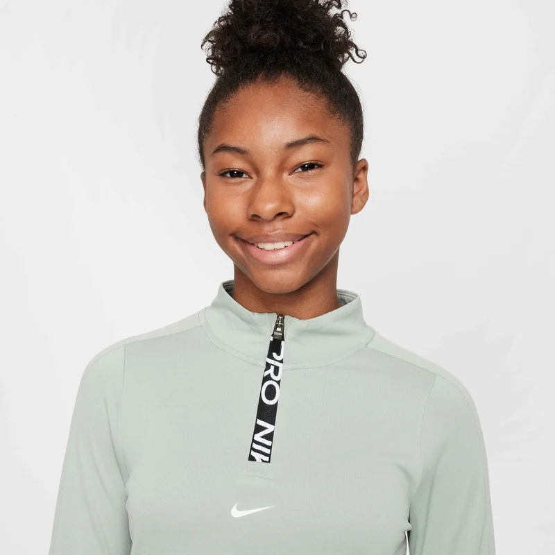 نايكي برو تيشيرت دراي-فت بأكمام طويلة ونصف سحاب للبنات