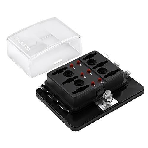 BAITHNA 6 Way DC 12~32V Blade Fuse Box Holder Fuse Block with LED Warning Light Protection Cover for Automotive Car Boat Marine Trike with Detailed Instruction Manual - Image 2