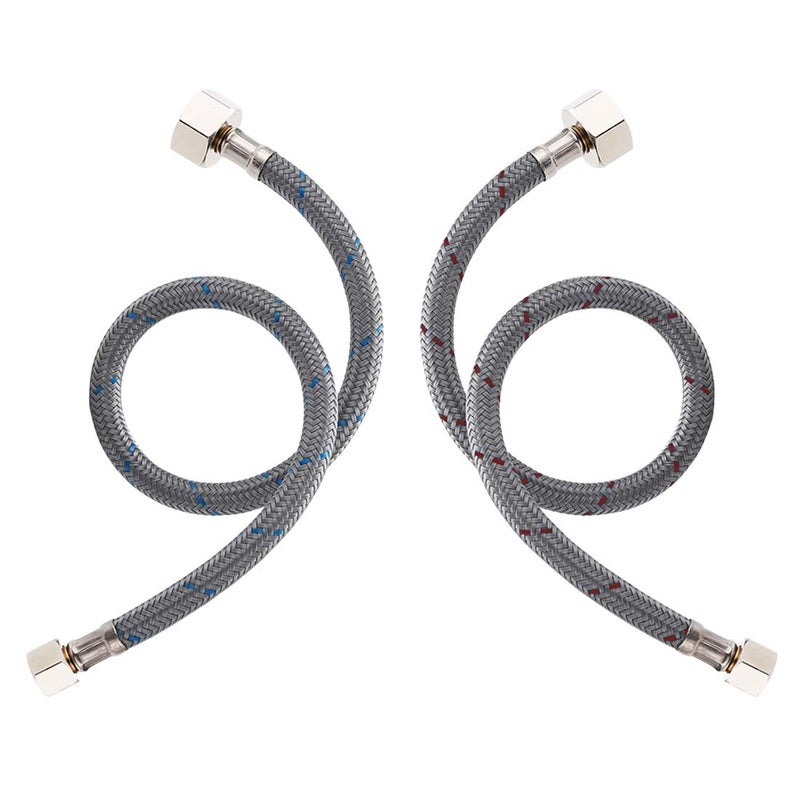 WOWOW 36 Faucet Supply Line Bathroom Kitchen Faucet Lines Braided Nylon Sink Hose with 38Inch Female Compression Thread x 12 Comp 2Pcs 1 Pair