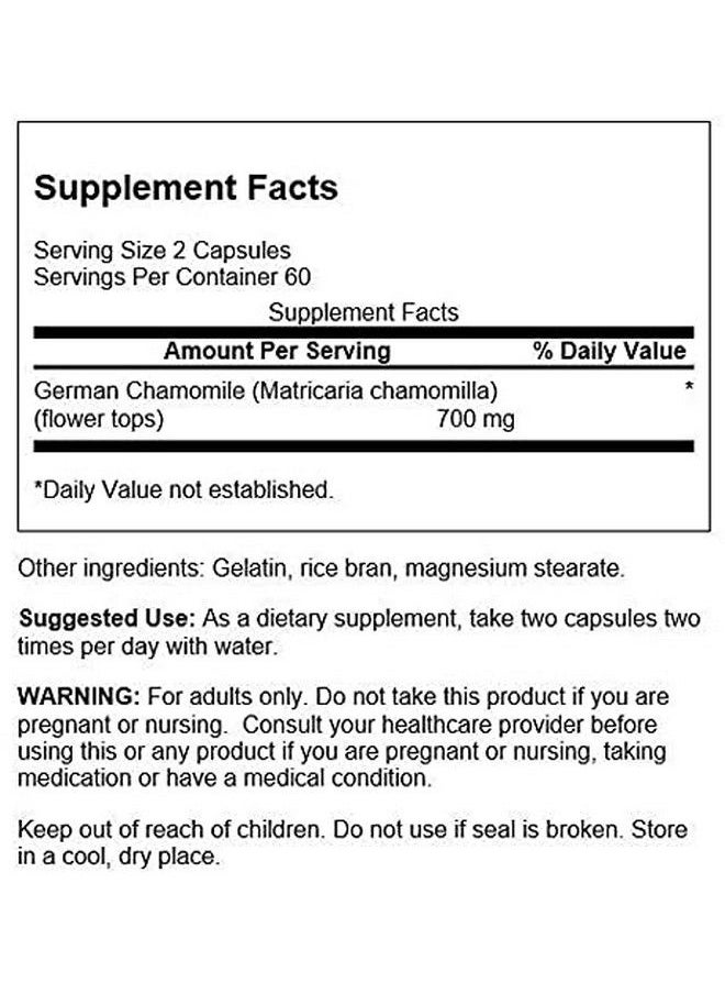 SWANSON - Chamomile Stress Support Made With German Chamomile Flower Herbal Supplement To Promote Stress Relaxation And Sleep Support Helps Easy Body And Mind (120 Capsules) - Image 1
