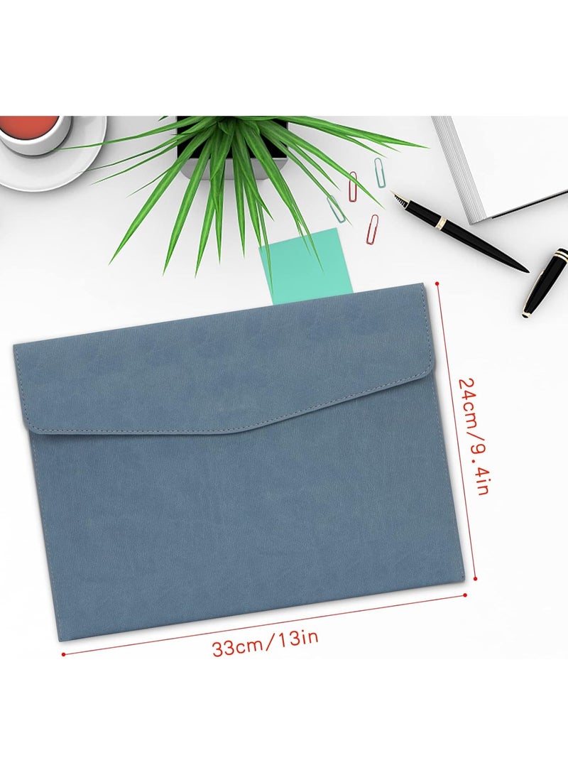 2 Pcs File Folder,PU Leather A4 Document Holder File Organizer Filing Envelope Portfolio Case Tablet Sleeve with Magnetic Snap Closure for Home School Office Stationery - Image 2