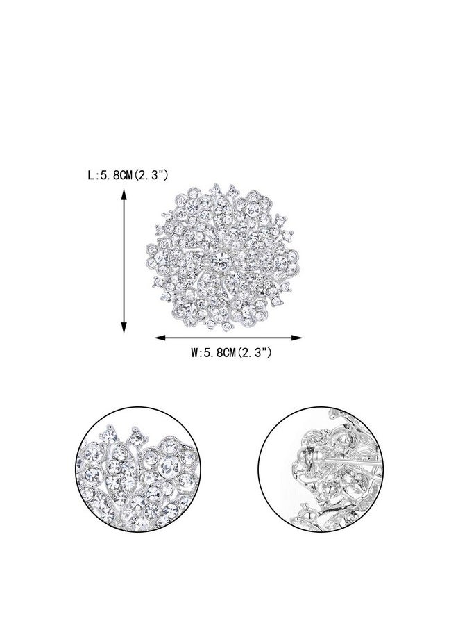 EVER FAITH Women'S Austrian Crystal Elegant Flower Wedding Corsage Brooch Pin Clear Silver-Tone  - Image 3
