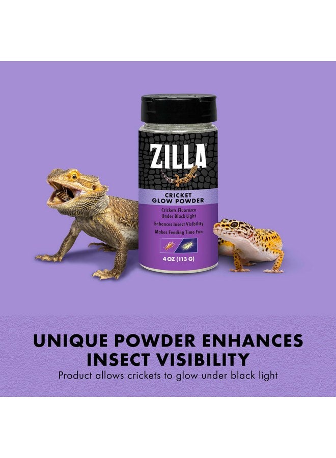 زيلا مسحوق Zilla Cricket Glow - يُضاف إلى طعام الزواحف للحصول على لمسة مرحة، أكثر إثارة من مسحوق الكالسيوم العادي! يتوهج تحت الضوء الأسود، مثالي للحشرات، 4 أونصات - Image 2