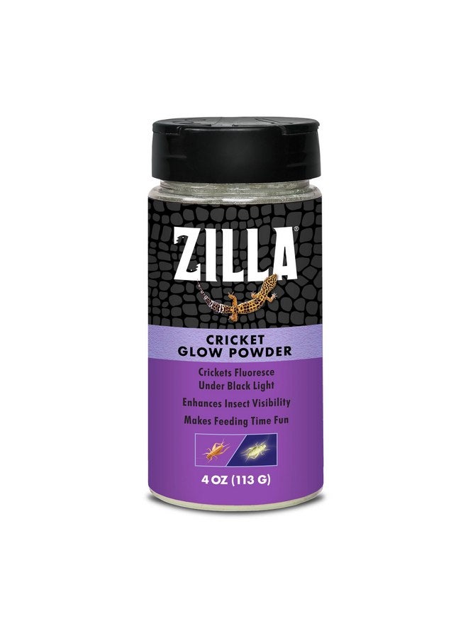 زيلا مسحوق Zilla Cricket Glow - يُضاف إلى طعام الزواحف للحصول على لمسة مرحة، أكثر إثارة من مسحوق الكالسيوم العادي! يتوهج تحت الضوء الأسود، مثالي للحشرات، 4 أونصات - Image 1