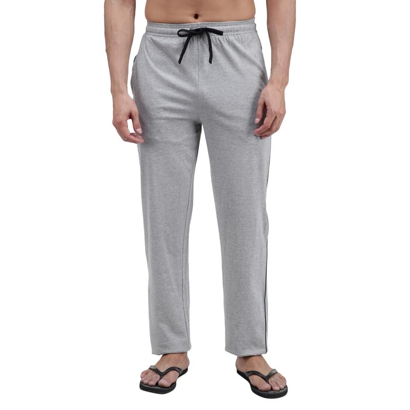 Amul Comfy Men’s Track Pant | 100% Cotton Super Combed Fabric | Adjustable Drawstring Closure | Slim Tailored Fit | Soft Comfortable Bottom | Color May Vary | (Pack of 1) Grey - Image 1