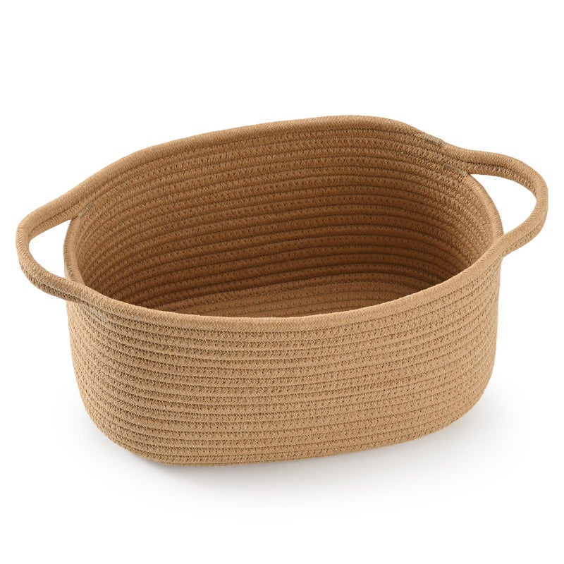 Happyiren Cute Woven Gift Basket with Handle â€“ Brown Storage Basket Empty, Gift Baskets for Valentines Day Birthday Baby Shower Raffle Burr, Decorative Organizer ontainer for Office, Home - Image 1