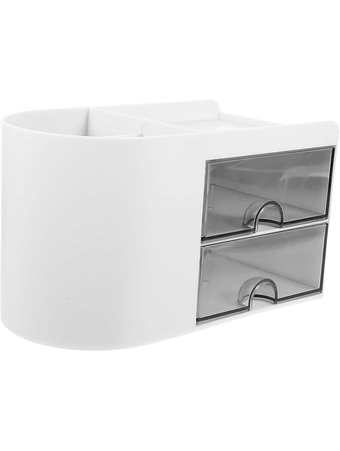 White Desktop Organizer Multi Functional Stationery Storage Box For Office Home Study Material Capacity Easy Access - Image 1