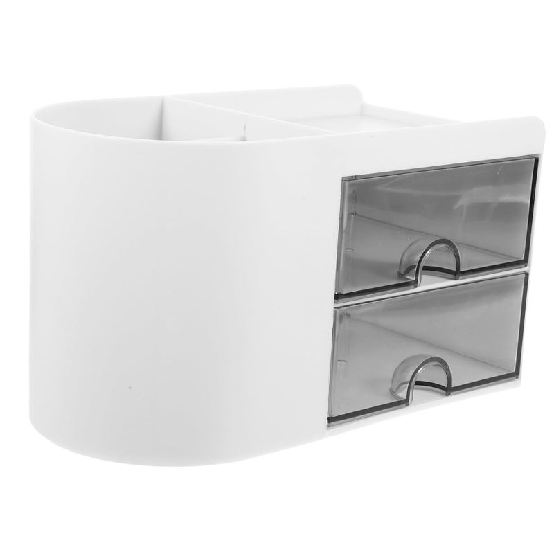 White Desktop Organizer Multi Functional Stationery Storage Box For Office Home Study Material Capacity Easy Access - Image 2