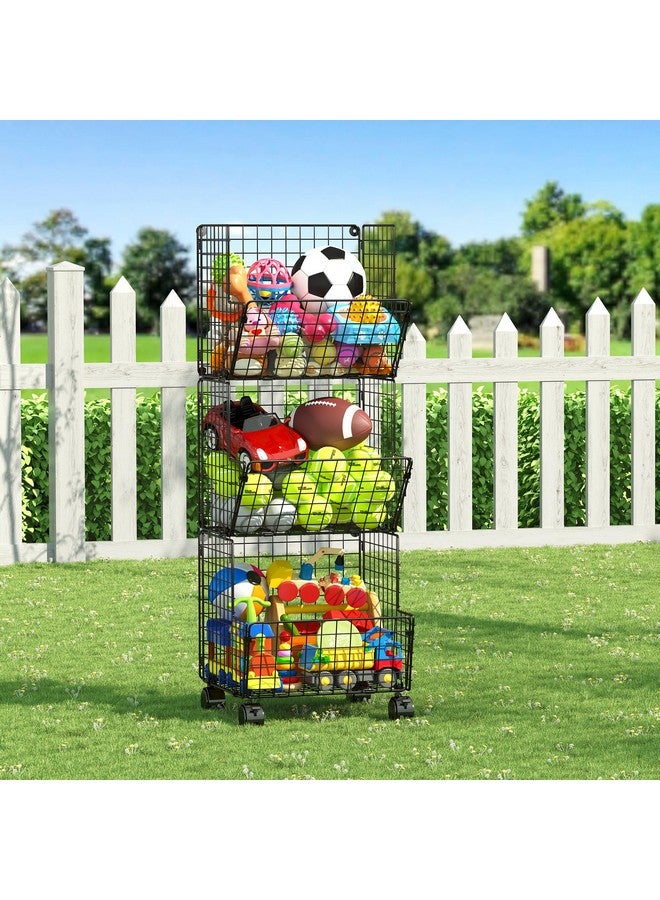 Sonyabecca Outdoor Toy Storage, Play Kitchen Organizer with 5 S-Hooks, Rolling Garage Basket, Pantry Floor Snack Cart,Toy Shelf Dog Storage Organizer Kids Bookshelf - Image 2