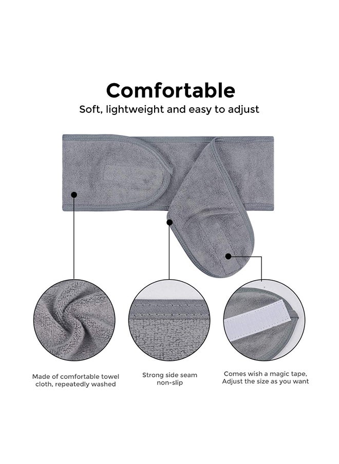 Wownect Makeup Cloth Reusable Microfiber Facial Headband Make up Hair Band StretchTowel for Sports Yoga Gym Band - Grey  - Image 5