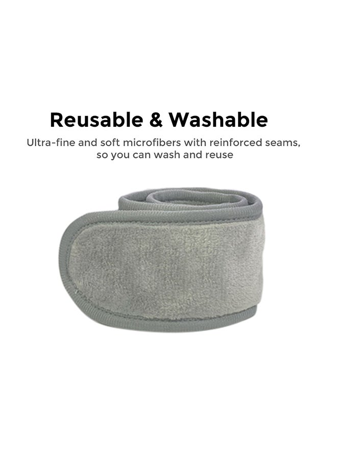 Wownect Makeup Cloth Reusable Microfiber Facial Headband Make up Hair Band StretchTowel for Sports Yoga Gym Band - Grey  - Image 3
