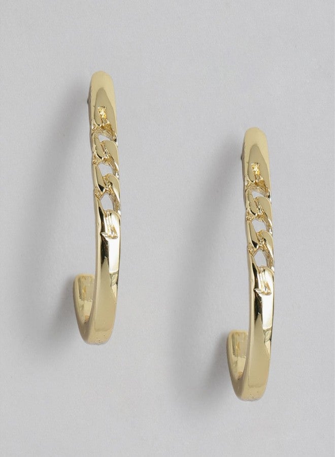 استيل أقراط إستيل نصف دائرية مطلية بالذهب الوردي عيار 24 قيراطاً بتصميم جديلة للبنات - Image 2