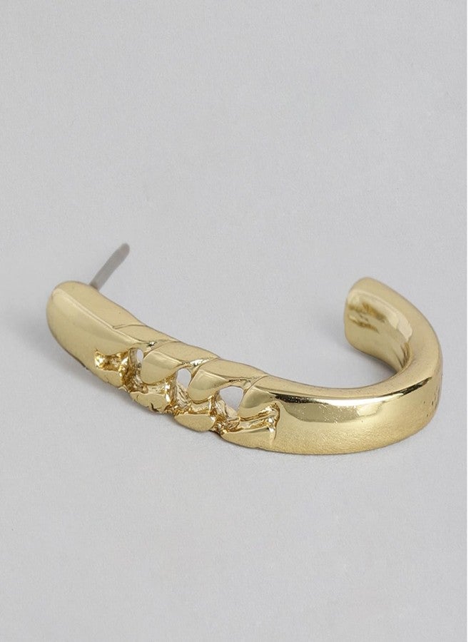 استيل أقراط إستيل نصف دائرية مطلية بالذهب الوردي عيار 24 قيراطاً بتصميم جديلة للبنات - Image 3