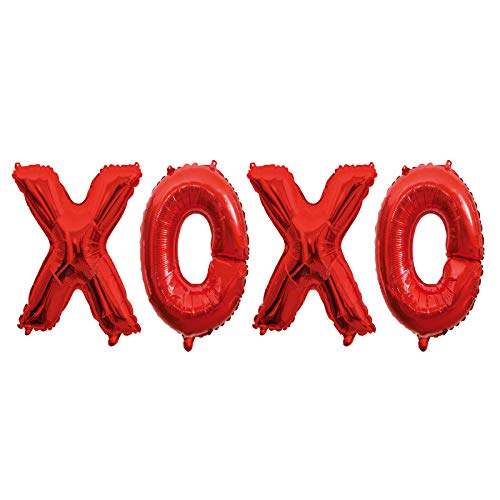 Soochat XOXO Balloons Valentine Letters Mylar Foil Balloons Bachelorette Parties Wedding Bridal Showers Photo Props Decorations Valentines Day Party Supplies Red - Image 1