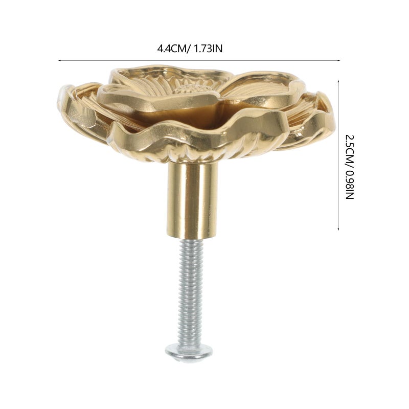 Brass Flower Knob 44x25mm Decorative Cabinet Pull Handle For Kitchen Wardrobe Drawer - Image 3