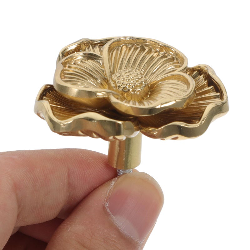 Brass Flower Knob 44x25mm Decorative Cabinet Pull Handle For Kitchen Wardrobe Drawer - Image 5