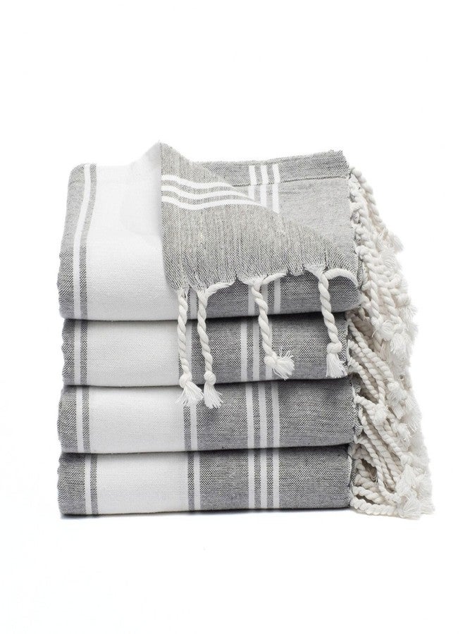 9Threads Cotton Turkish Beach Towel Towels Oversized 36"x72" Pool Absorbent Extra Large Quick Dry Sand Travel Towel (Grey, 4 Pack) - Image 1