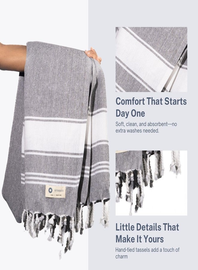 9Threads Cotton Turkish Beach Towel Towels Oversized 36"x72" Pool Absorbent Extra Large Quick Dry Sand Travel Towel (Grey, 4 Pack) - Image 5