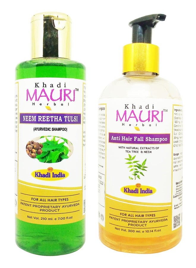 Khadi Mauri Anti Hair Fall & Neem Reetha Tulsi Shampoo - Pack of 2 (510 ml) - Image 1