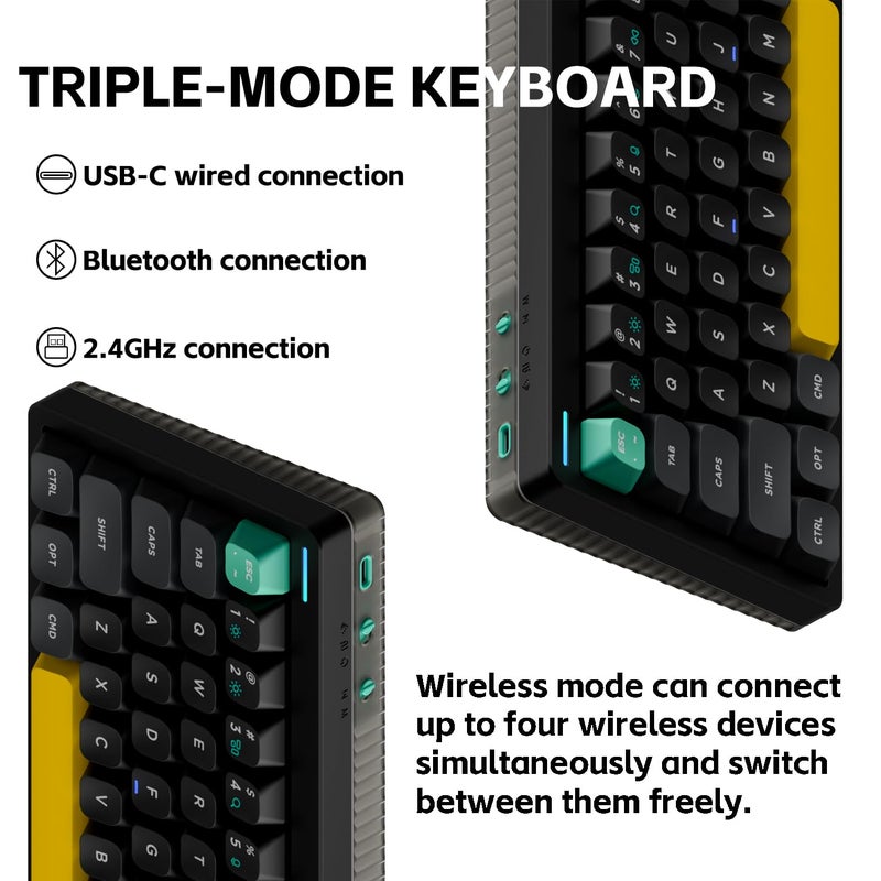 nuphy Halo65 V2 Wireless Mechanical Keyboard with PBT Keycaps, 65% Hot Swappable Custom Gaming Keyboard Compatible with QMK/VIA, RGB Backlit, Gasket Structure, BT5.0/USB-C/2.4GHz,Black-Blush Switches - Image 4