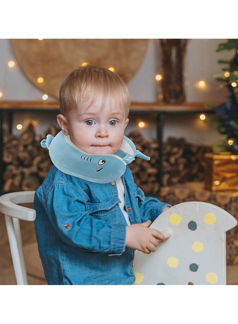 Excefore Kids Travel Pillow, 100% Pure Memory Foam Neck Pillow for Airplane, Road Trip, Car Seat, Neck, Chin Supporting, Stop Head from Falling Forward, Comfortable and Breathable Cover (  Shark Animal) - Image 5