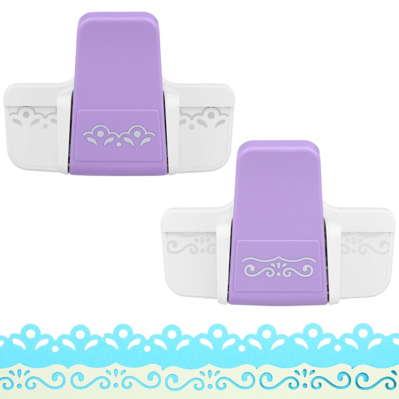 Anjetan 2pcs Border Punches, Border Edge Craft Floral Pattern Punches, Border Punches for Paper Crafts, Scroll Punch for Scrapbooks, Wedding Cards, Greeting Cards, Decoration and DIY Arts - Image 1