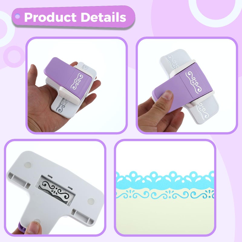 Anjetan 2pcs Border Punches, Border Edge Craft Floral Pattern Punches, Border Punches for Paper Crafts, Scroll Punch for Scrapbooks, Wedding Cards, Greeting Cards, Decoration and DIY Arts - Image 3