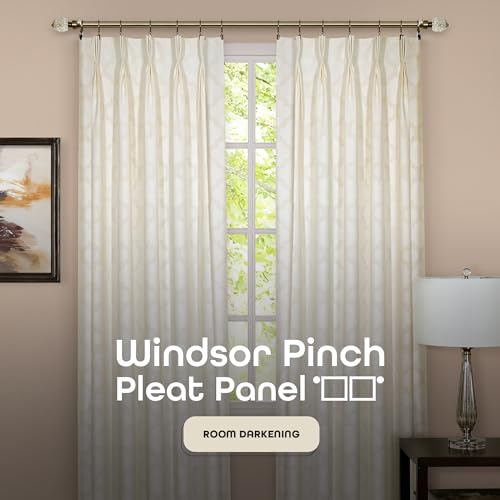 ACHIM Windsor Room Darkening Pinch Pleat Panel Window Curtains - 34 x 63 Inch (Ivory) - Polyester Soft Window Panel Windsor Blackout Drapes - Pleated Shades for Bedroom & Living Room Home Decor - Image 2